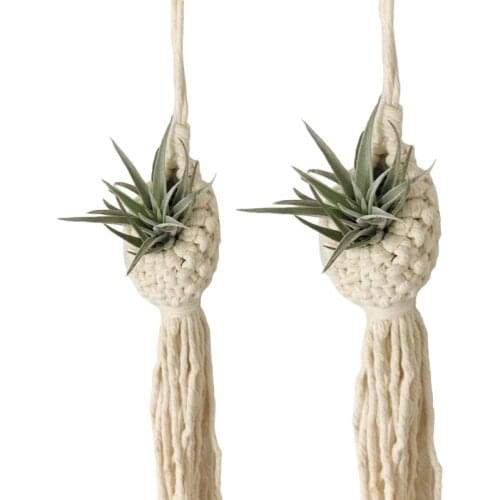 Nordic Hanging Tapestry Flower Basket Tassel Hand-woven Macrame Wall Hanging Bohemian Home Decorations Hand Knotted Rope