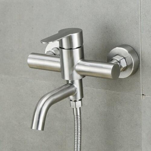 Stainless Steel Bathtub Faucet Wall Mounted Bathroom Shower Faucet Valve 2 Function Outlet Cold and Hot Water Mixer Tap Valve