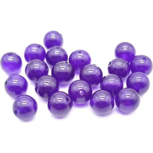 Dark Purple Jades Beads Natural Stone Round Loose Spacer Beads for Jewelry Making 8mm Bracelet Accessories