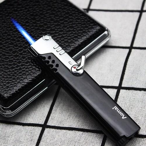 Torch Turbine Long Strip Compact Lighter With Windproof Metal Cigar Lighter 1300 C Butane Cigarette Accessories No Gas Portable