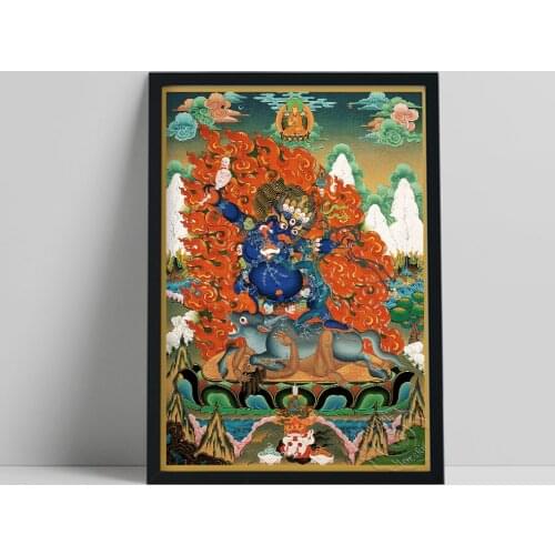 Vintage Mystical Oriental Style Poster, Ancient Chinese Murals Deities Art Prints, Classical Art Colored Drawing Home Wall Decor