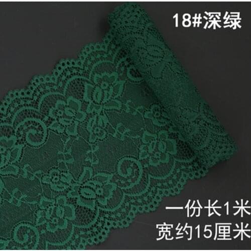 1M Embroidery Flower Green Lace Fabric 15cm Trim Lace Ribbon Sewing Curtain Guipure Craft Supplies tela encaje dentelle RT40