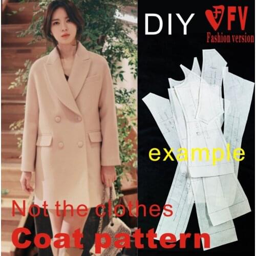 Ladies Falling Shoulder Lapel Double-breasted Coat Pattern 1:1 Garment Sewing Diagram BFY-121