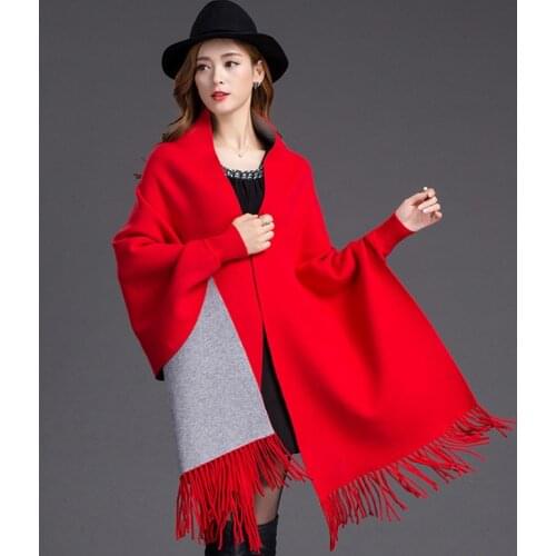 Winter Poncho With Sleeve Shawls And Wraps New Pashmina Thicken Scarf Stoles Femme Soft Warm Women Ponchos Capes Explosion