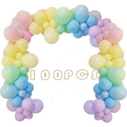 100PCS 12 inch Pastel Latex Balloons Round Macaron Candy Rainbow Balloon for Kids Birthday Party Weddding Decorations Supplies