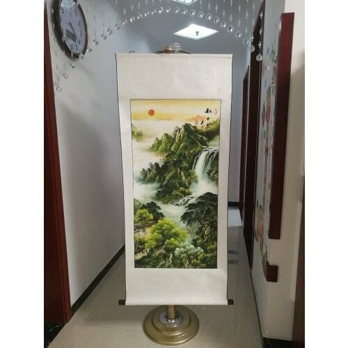 140CM Large 2020 TOP business gift # Home office WALL Decorative art The red sun rose Auspicious landscape FENG SHUI painting