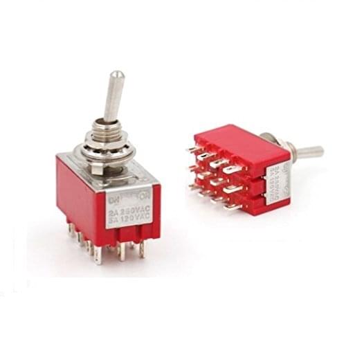 2 Pcs AC 250V 2A 120V 5A 12 Pin 4PDT MTS-402 ON/ON MTS-403 ON/OFF/-ON Toggle Switch