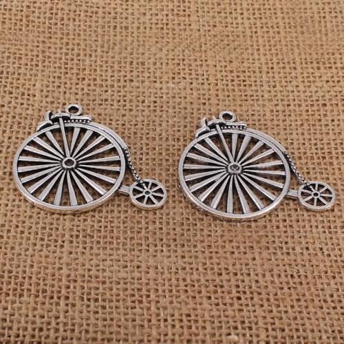 2pcs Vintage Bicycle Charms 52x46mm Antique Silver Color Pendants for DIY Jewelry Making Findings Handmade Craft 3627