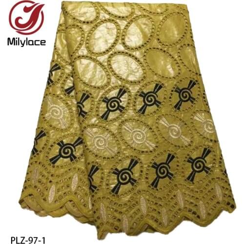 2021 Latest African Bazin Riche Fabric African Lace Fabric 5Yards Swiss Lace Fabric for Dress PLZ-97