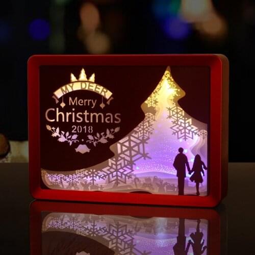 3D hollow paper carving night light Merry Christmas table lamp hollow paper light and shadow stereo fairy lights Christmas decor