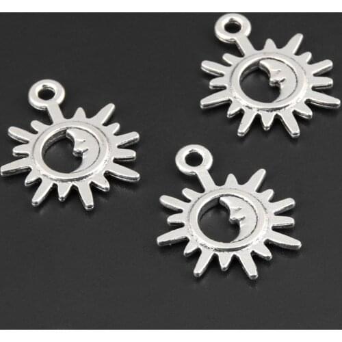 40pcs Silver Color 21x17mm Cute Sun And Moon Charms Nature Pendant Fit DIY Jewelry Making Handcrafted Accessories