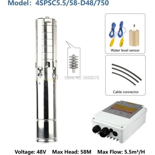 48v dc water pump submersible solar pumps borehole pump pompe solare bomba de agua solar 4SPSC5.5/58-D48/750