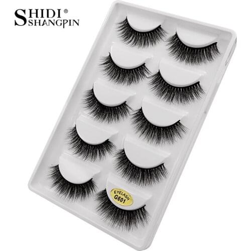 SHIDISHANGPIN 5 pairs mink eyelashes handmade fake eyelashes natural long strip 3d volume eyelash extensions mink lashes G601