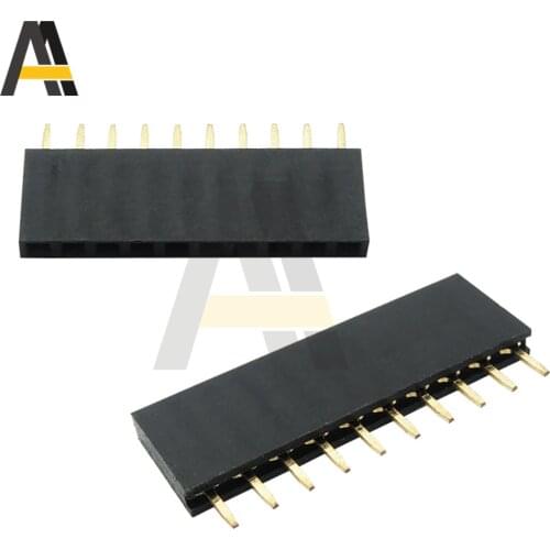 50Pcs/lot 2.5mm 10Pin Single Row Female Long Pins 11mm Breakaway PCB Board Pin Header Socket Connector For Arduino