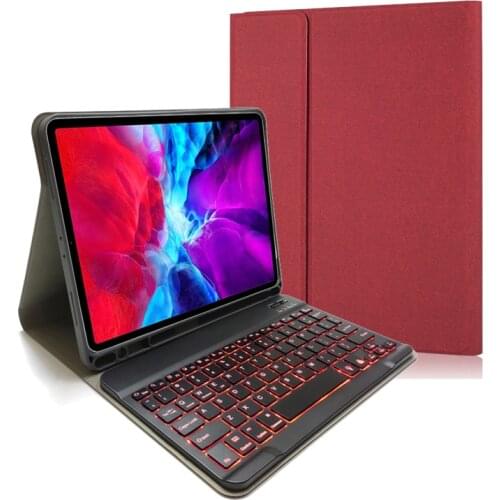 Flip Fabric Leather +TPU Case with 7 Colors Backlit Keyboard and Pencil Slot for iPad Pro 11 2020/Pro 11 2018 Smart Cover+Pen