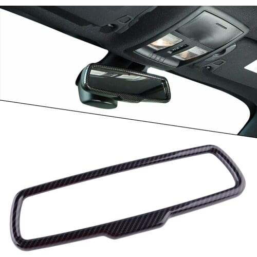 Carbon Fiber Style Black Interior Inner Rearview Mirror Cover Trim Bezel Frame Fit for Dodge Challenger 2015-2017 2018 2019 2020