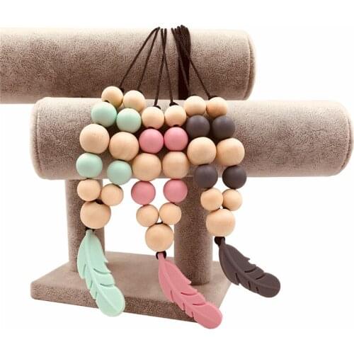 Heat-pin feather babys tooth necklace toy tooth glue anti-drop chain appease babys nipple and anti-drop chain