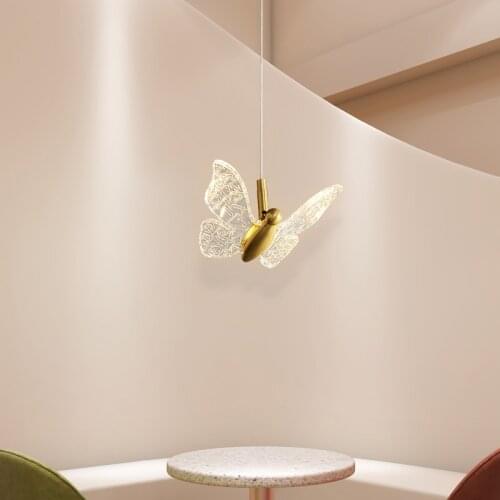 Designer Indoor Home Fecor Stair Hanging Light Led Butterfly Decorative Lighting Fancy Chandeliers Pendant Lamp