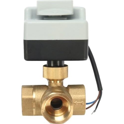 DN15 DN20 DN25 3 way valveAC220V self integrated electric ball valve switch three wire two control Manual valve female thread