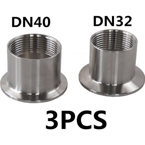 DN32 DN40 3PCS 5PCS Adapters for heater Sanitary Stainless Steel SS304 Female Threaded Ferrule Pipe Fittings Tri-Clamp