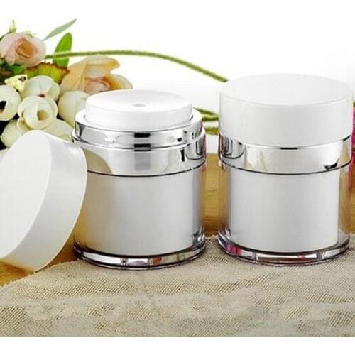 50g 50ml pearl white Acrylic vacuum cream jar, plastic empty airless Cosmetic Jar 100pcs new