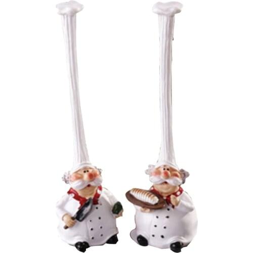 2Pcs Lovely Resin Chef Figurine Kitchen Decor Tabletop Ornaments Centerpiece Kitchen Coffee Shop Bar Display Collectible Gifts