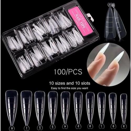 100Pcs Nail Forms Full Cover Gel Mold Tips Nail Extension Diy Nails Accessories