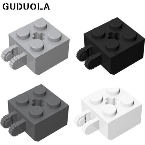 Guduola Hinge Brick 2x2 Locking with Axlehole and Dual Finger 40902 Building Block Small Brick Education toys 10pcs/LOT