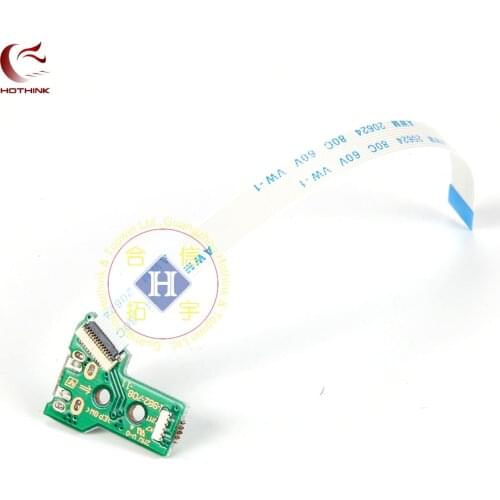 HOTHINK Power Charging Port Socket Board JDS-055 + 12 pin Ribbon Flex Cable For PS4 Controller gamepad Repair Parts