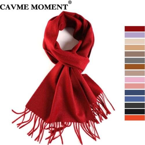 CAVME TOP Grade 100% Cashemere Scarf for Girls Boy Kids Red Christmas Solid Color Scarves Gift 28*180cm 120g CUSTOM Letter
