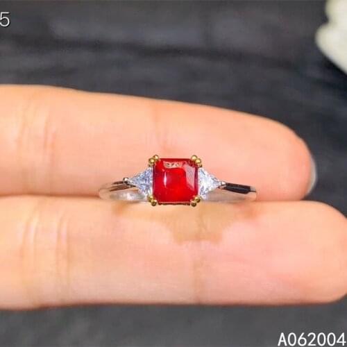 KJJEAXCMY fine jewelry 925 sterling silver inlaid natural adjustable ruby new Female ring lovely Support test hot selling