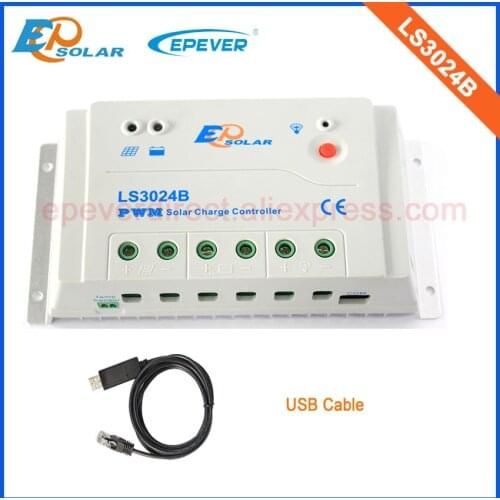 Solar pv charger controller EPEVER PWM series LS3024B LandStar with USB cable RS485 connect with PC 30A regulator