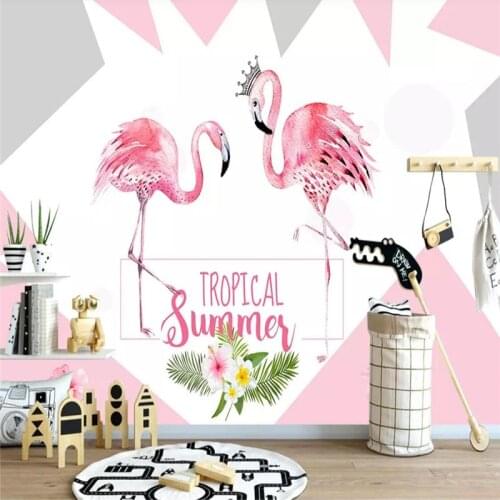 Crown Flamingo Living Room TV Background Wall Customized Large Wallpaper Mural 3D Photo Wall Factory Wholesale