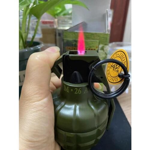 Torch Lighter Military Grenade Model With Ashtray Direct Injection Windproof Collection Lovers Cigarette Accessories