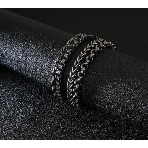 11/13mm Matte Stainless Steel Double Layer Link Chain Bracelets Men Hip Hop Biker Hand Chain Bracelet Drop Shipping Jewelry