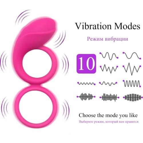 Men Double Lock Ring Vibrator 10 Vibration Choose Modes Soft Silicone Material Waterproof Enjoy Easy To Clean Sex Toys For Men