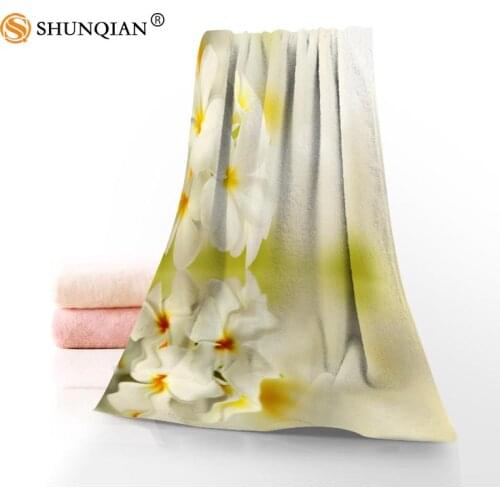 New Custom Plumeria Flower Towel Printed Cotton Face/Bath Towels Microfiber Fabric For Kids Men Women Shower Towels YT567