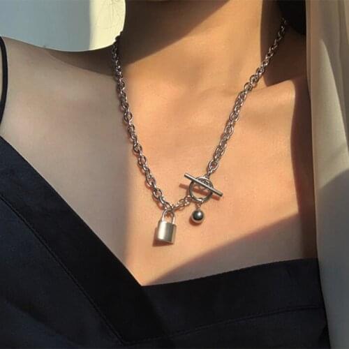 Rock Lock Choker Chain Necklace Punk Jewelry Mujer Key Padlock Pendant Necklace for Women Gift