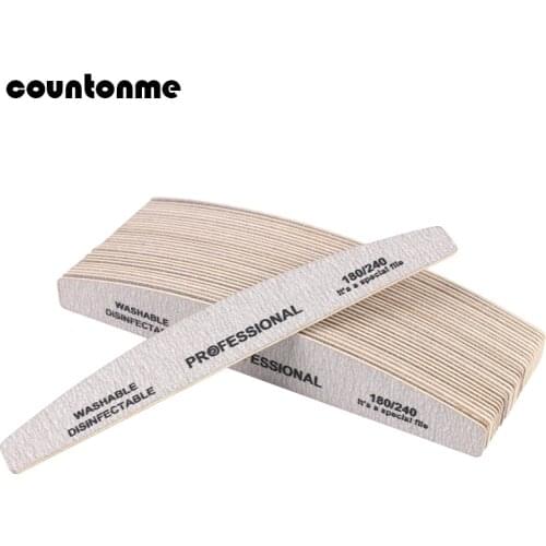 10pcs/Lot Grey Wooden Nail Files 180/240 Professional limas manicura Block Strong Sandpaper 2 sides UV Gel Polisher Wood Files