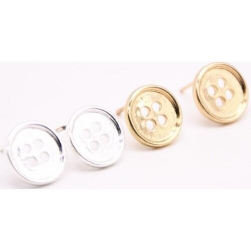 Semi-hollow circle stud earrings roundness Simple element gold stud earrings and