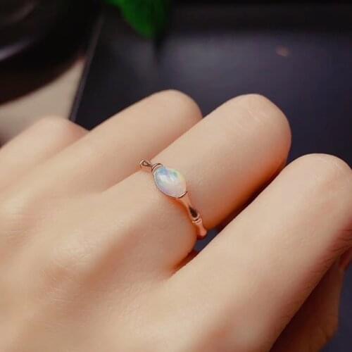 Simple but beautiful natural Opal ring for women silver ring oval natural gem real 925 silver birthstone have fireworks color
