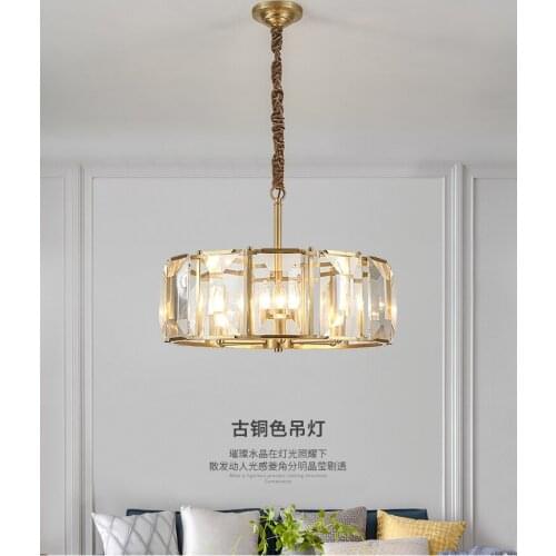 Light luxury chandelier living room lamp high-end copper dining room lamp postmodern creative Nordic crystal lamp