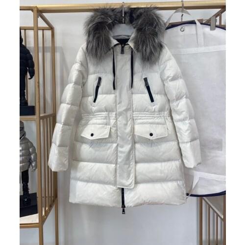 Luxury Design Premium Quality Winter Quilted Casual Hooded Down Coat with Genuine Fur Trim and Elastic Waistband