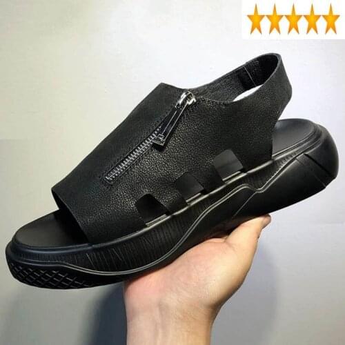 Gladiator Sandals Flats Men Summer Fashion Luxury 100%Real Leather Casual Shoes Punk Platform Sandalias Hombre Beach Slippers
