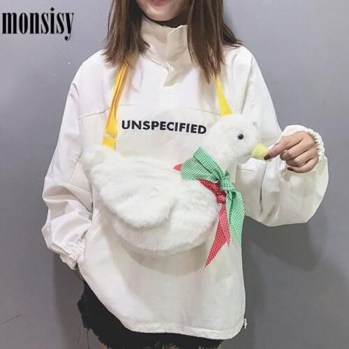 Monsisy Winter Plush Bag For Women Shoulder Bag Purse and Handbag Girl Wallet Ladies Crossbody/Messenger Bag Cartoon Duck Bolso