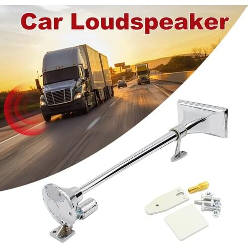 Super Loud Single Trumpet Square Semi Truck Air Horn 12V/24V with Electric Valve Control Hose 640MM Accessories