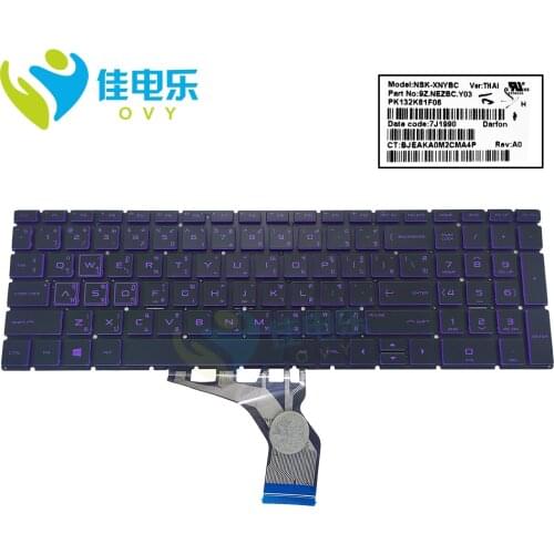 Thai Thailand backlight keyboard For HP Pavilion 15-DA DA0014DX 15T DA DB TPN C135 C136 250 255 G7 keyboards purple keys 7J1990