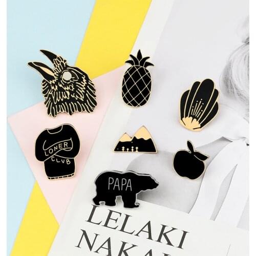 Dark Black Broocesh Punk Loner Club Eagle Mountain Pineapple Apple Enamel Pins Badges Accessories Bag Clothes Lapel Pin Jewelry