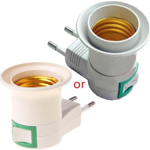 High Temperature Resistant E27 Female Socket to EU plug Adapter with Power On-off Control Switch New