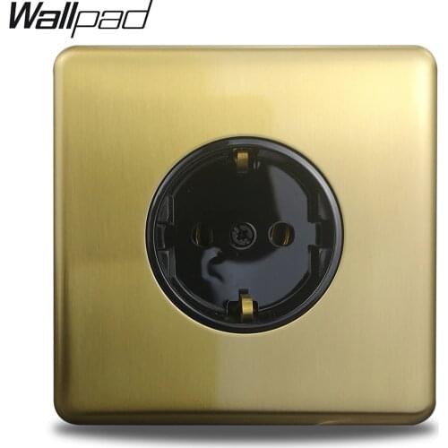 Wallpad Z6 EU Wall Power Socket Electrical Outlet Antique Brass Stainless Steel Plate with Claws, Fit EU Box
